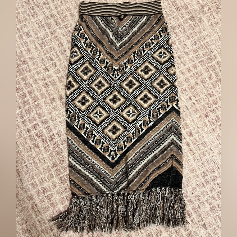 Free people midi fringe skirt
